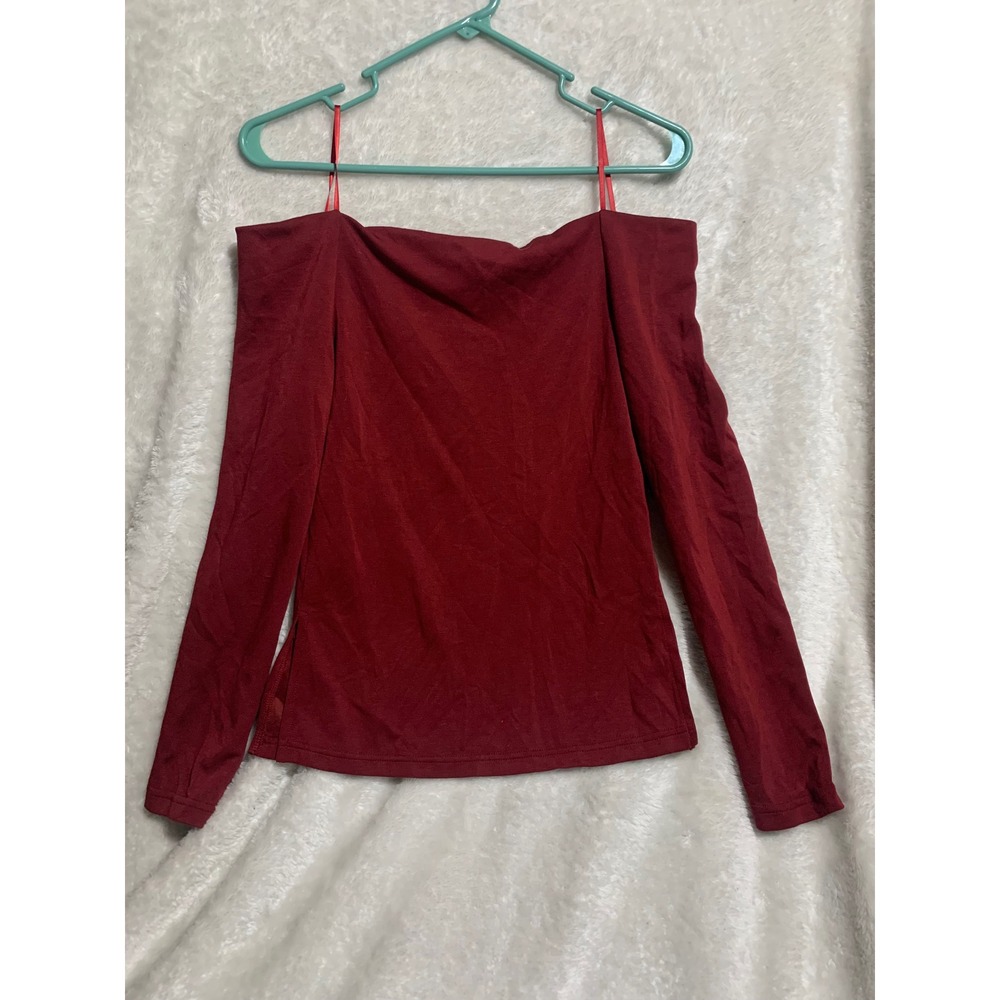 Emerson Lang Burgundy Red Off The Shoulder Long Sleeve Top Kids Large